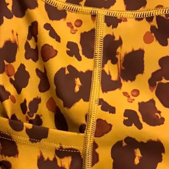 Gap High Rise Blackout Full Length Drawcord Leggings in Leopard Print Small - Picture 9 of 11